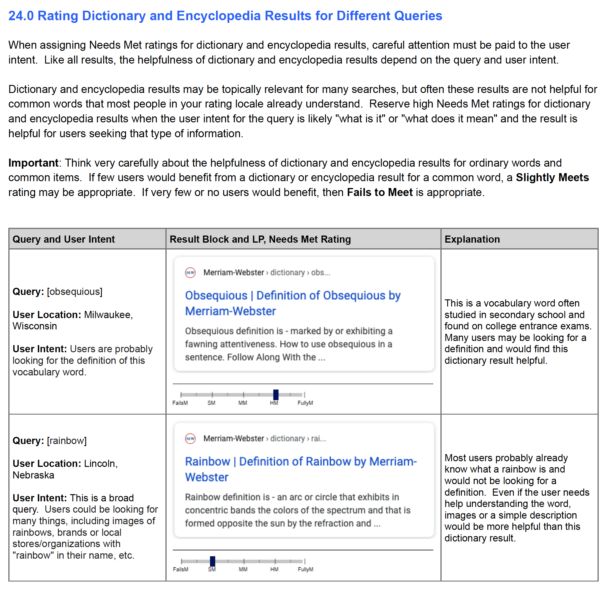 Added --> Rating Dictionary and Encyclopedia Results for Different Queries